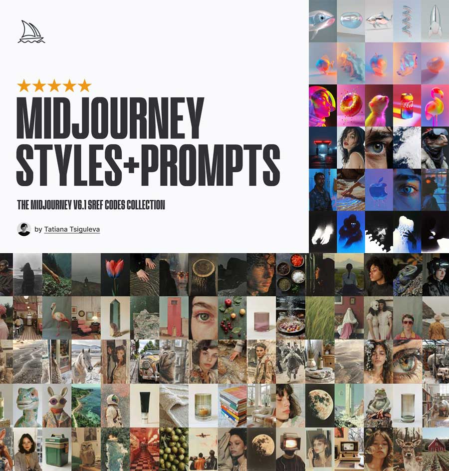 100多个 Midjourney 高级画面风格AI绘画高级垫图全套提示词咒语合集英文PDF指南 The Midjourney Styles Collection – Midjourney SREF codes（16204）